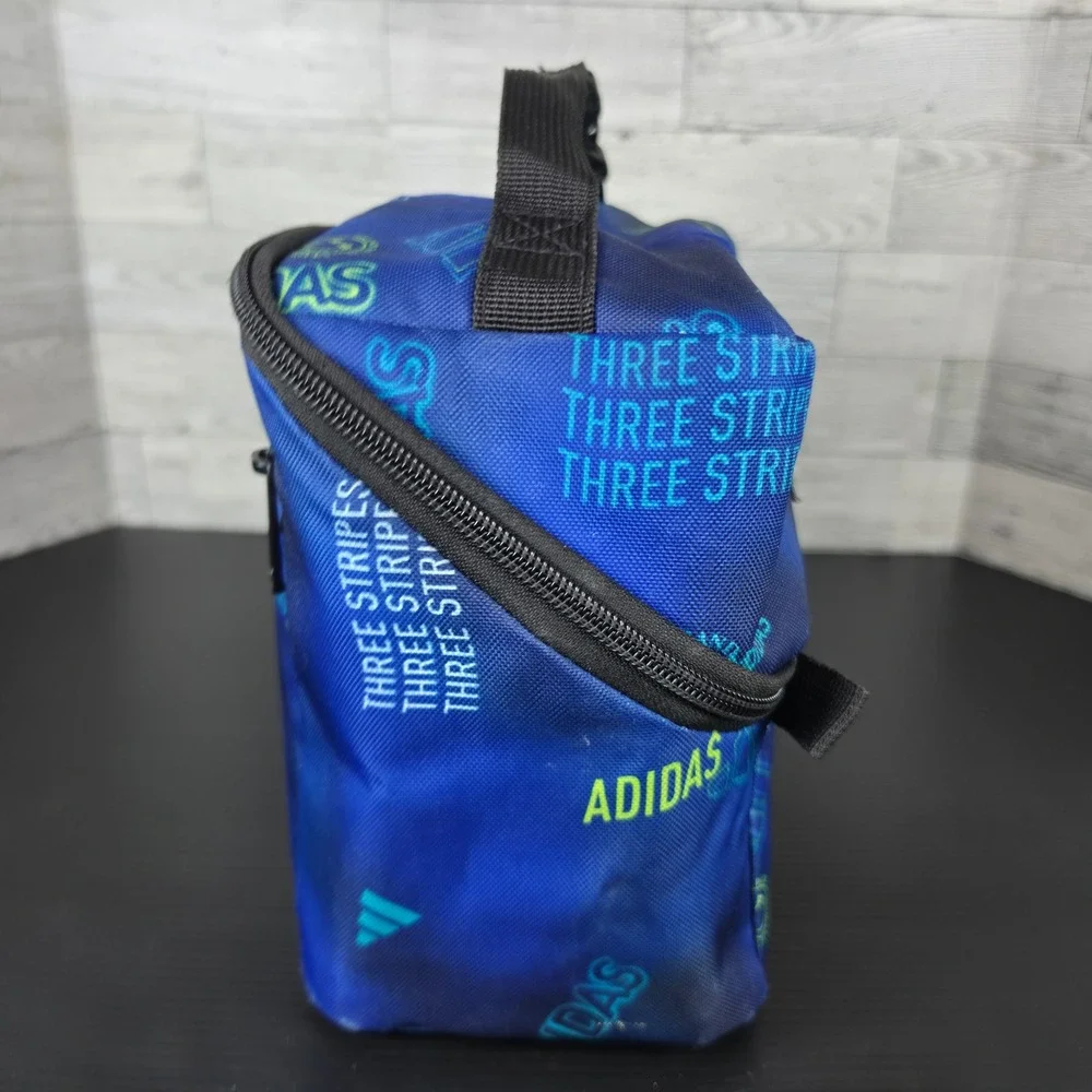 Adidas Insulated Lunch Bag Blue All Over Print Three Stripes Logo School Travel